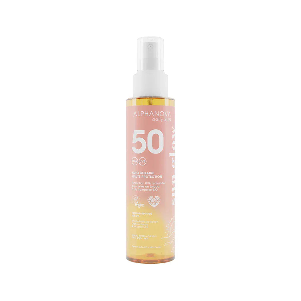 Villem ALPHANOVA DAILY SUN SPF50 veekindel sprei päevitusõli vaarikaseemne ja jojobaõliga monoi lõhnaga, 125 ML ALPHANOVA