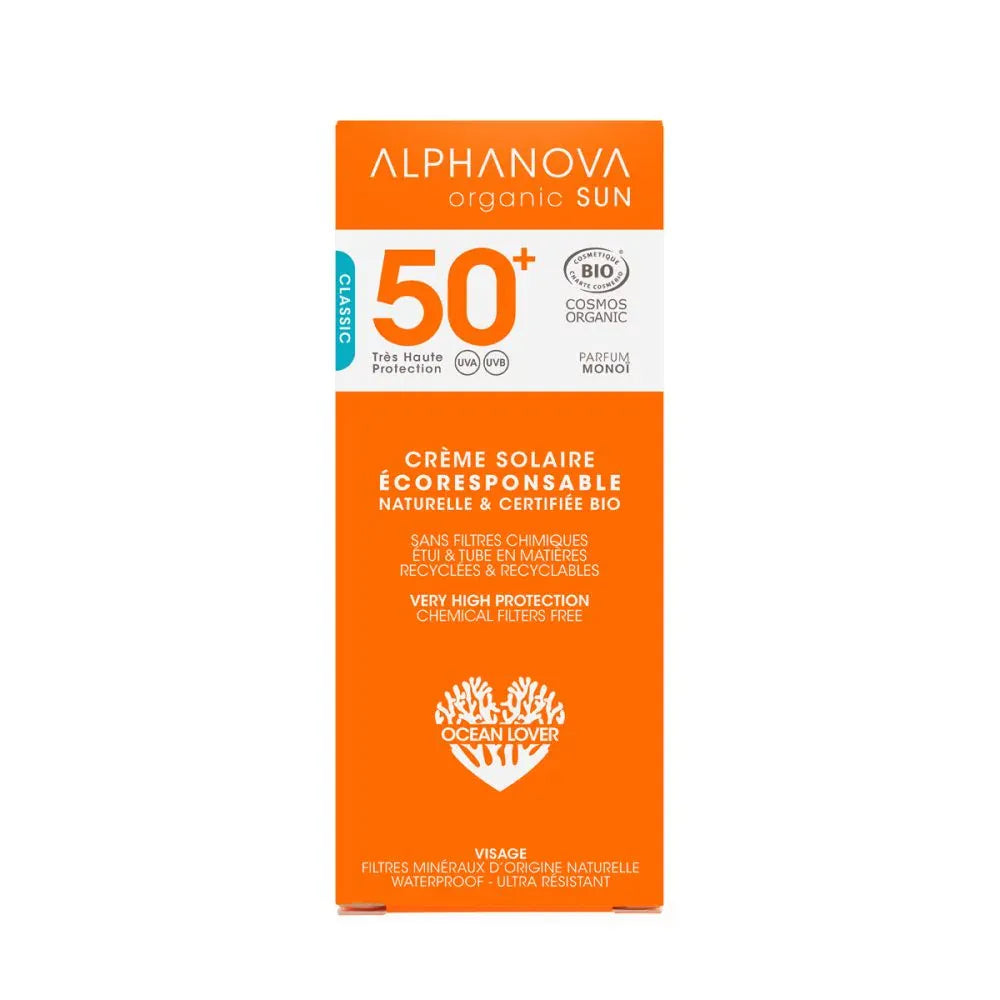 Villem ALPHANOVA SUN SPF50 orgaaniline veekindel päikesekreem näole jojobaõliga 50 ml ALPHANOVA