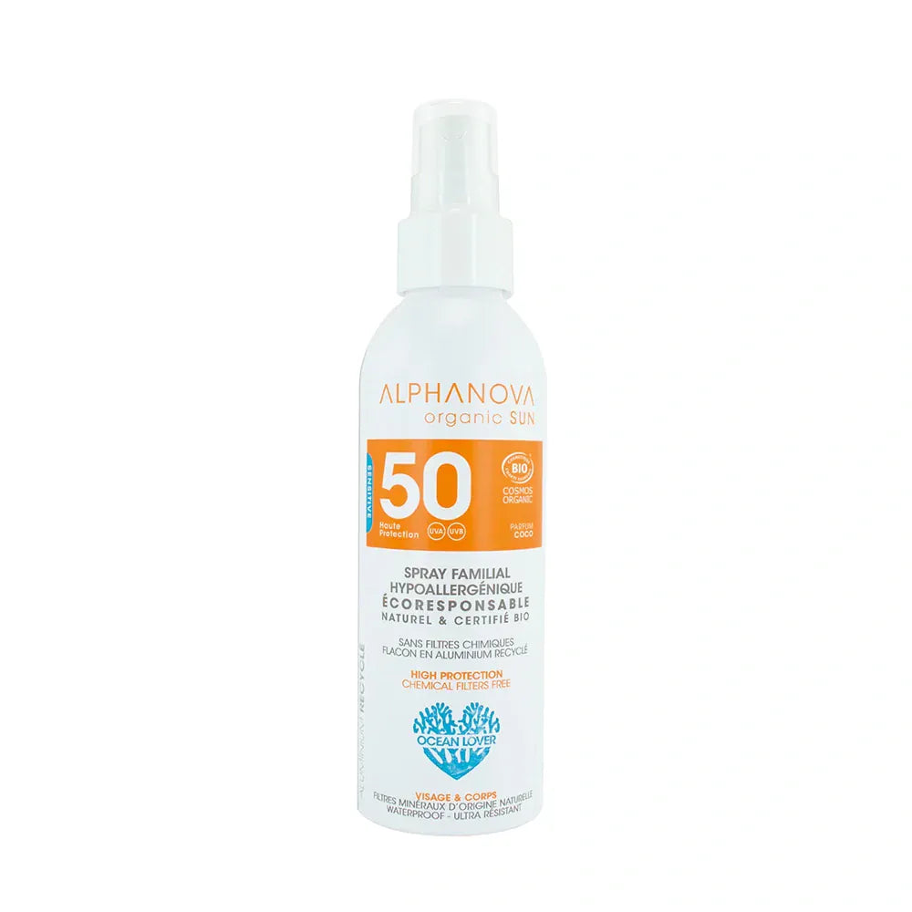 Villem ALPHANOVA SUN SPF50 SPREI orgaaniline kookose lõhnaga veekindel mineraalne päikesekreem kogu perele, 150 ml ALPHANOVA