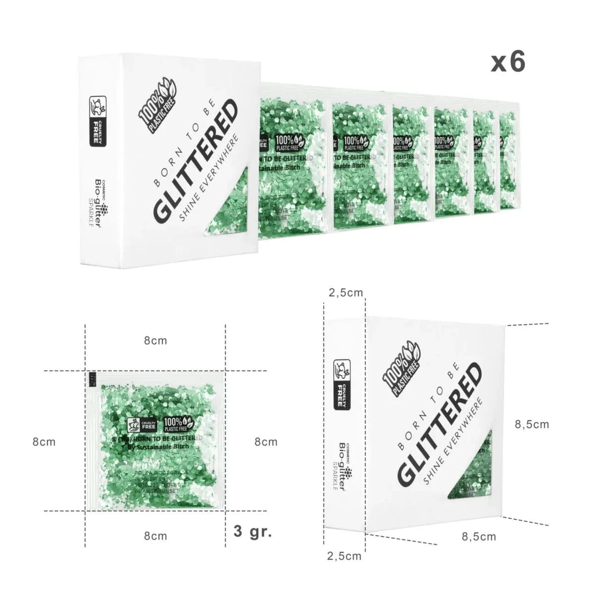 Villem Born to be Glittered biolagunevad litrid Forest Green 3g Born to be Glittered