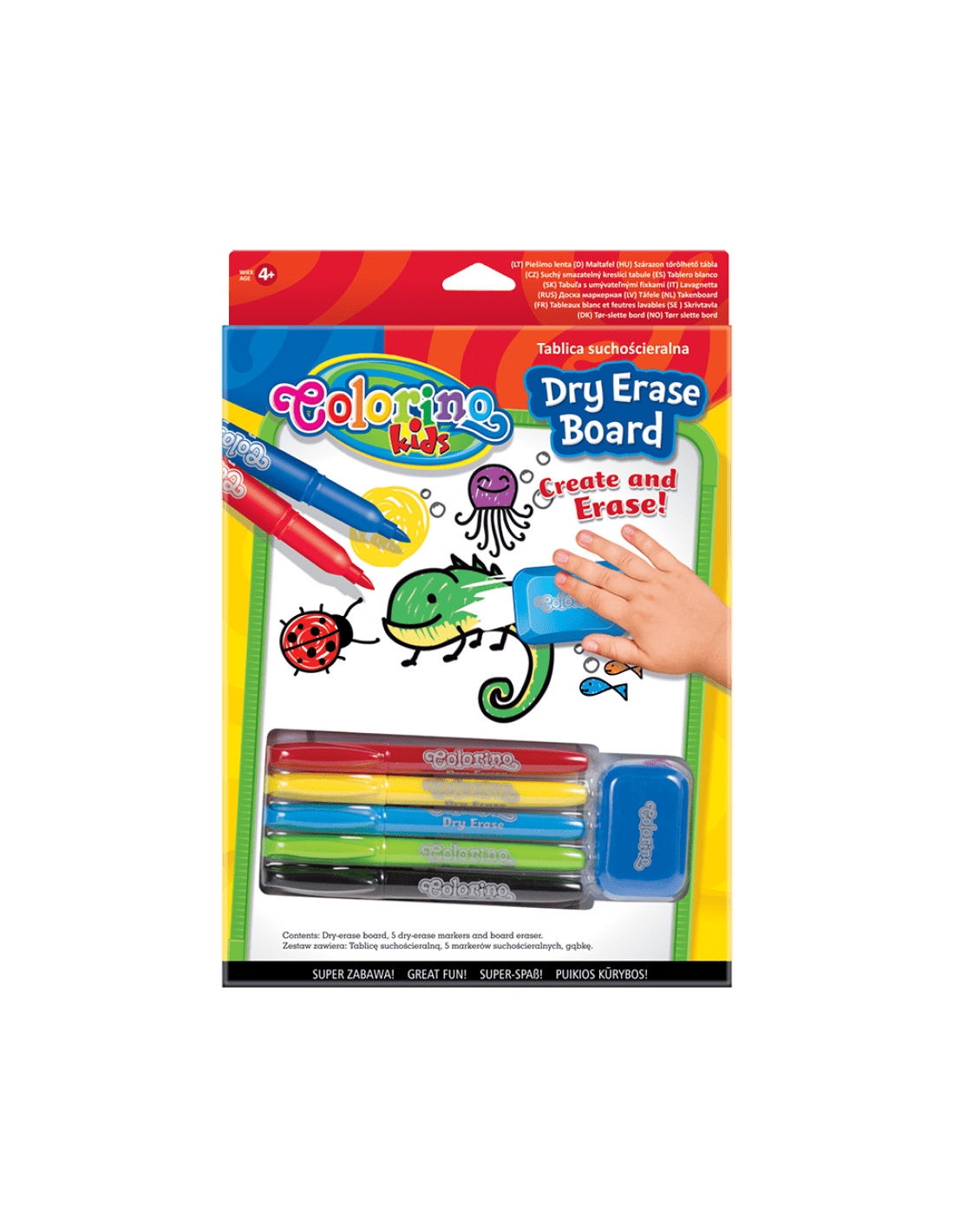 Villem Colorino tahvlikomplekt kustutatavate markeritega 5 tooni Colorino