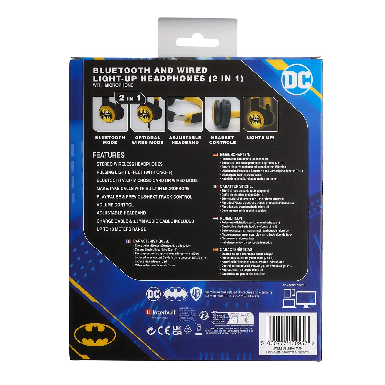 Villem DC Universe - Justice League - Batman - Foldable Light-Up Headphones with Microphone Curiosity Distribution