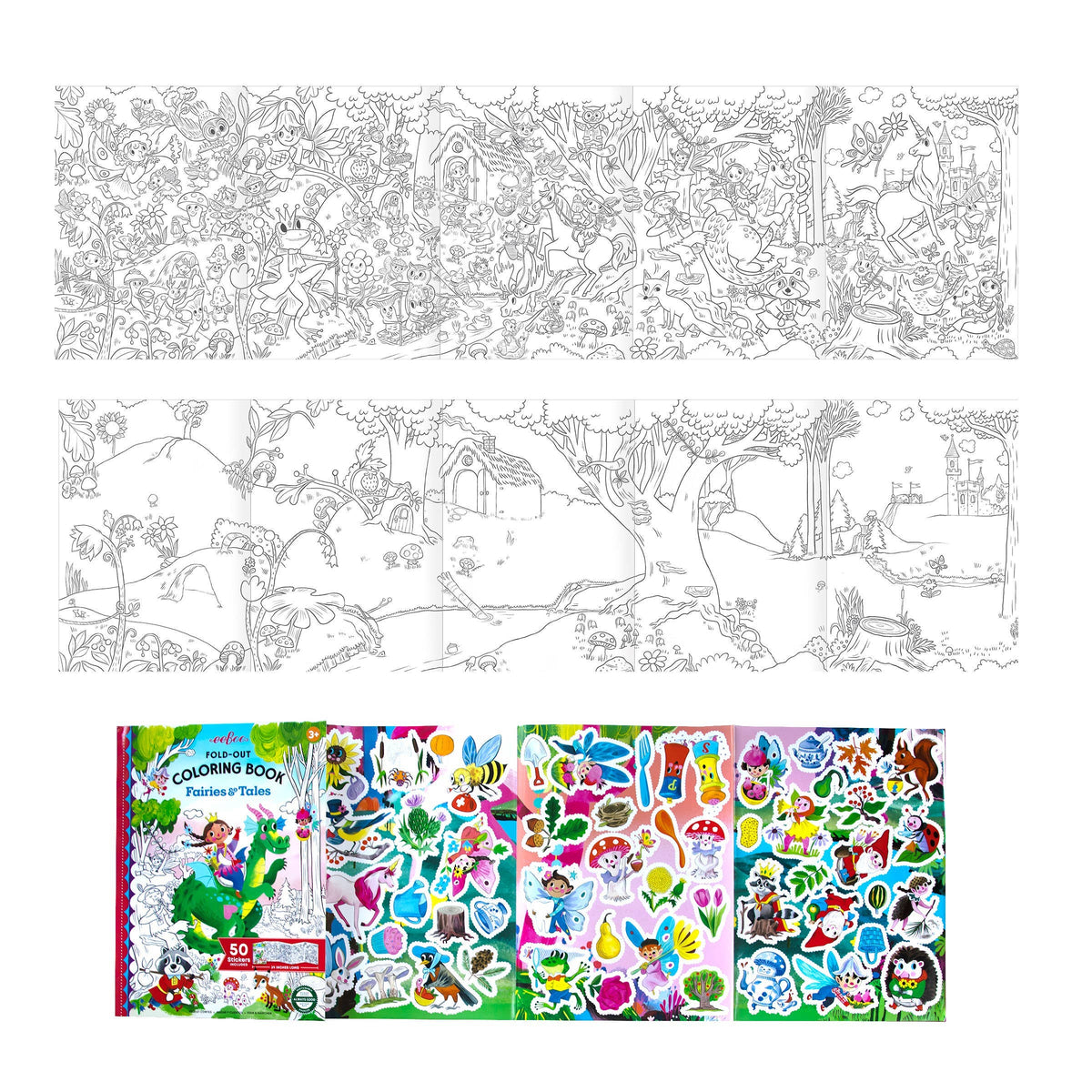 Villem Lahtivolditav värvimisraamat kleepsudega „Haldjad ja muinaslood” eeBoo