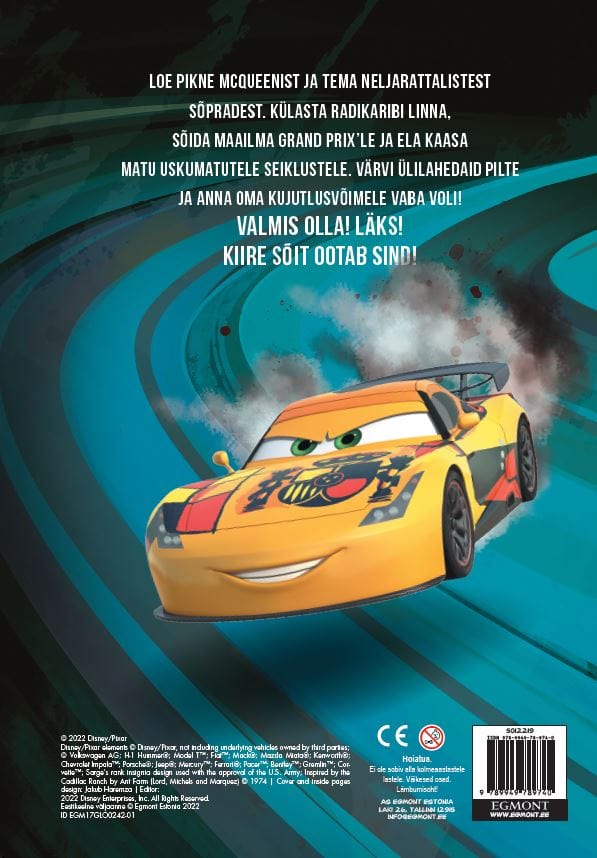 Villem Autod värvimisraamat kleepsudega EGMONT