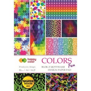 Villem Fun vÀrviliste mustritega disainpaberid A4 80g/16lk Happy Color