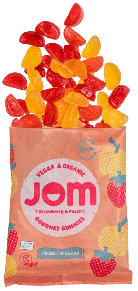 Villem JOM mahedad kummikommid - Maasikas ja virsik 70g JOM