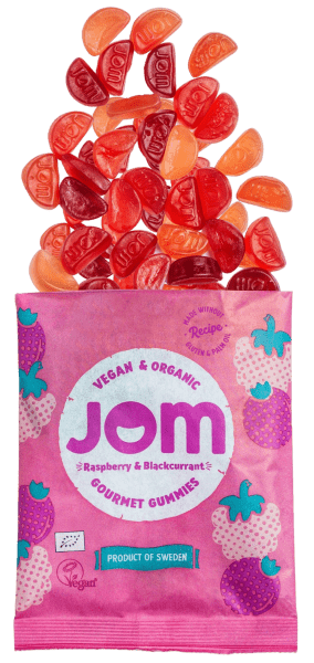 Villem JOM mahedad kummikommid - Vaarikas ja mustsõstar 70g JOM