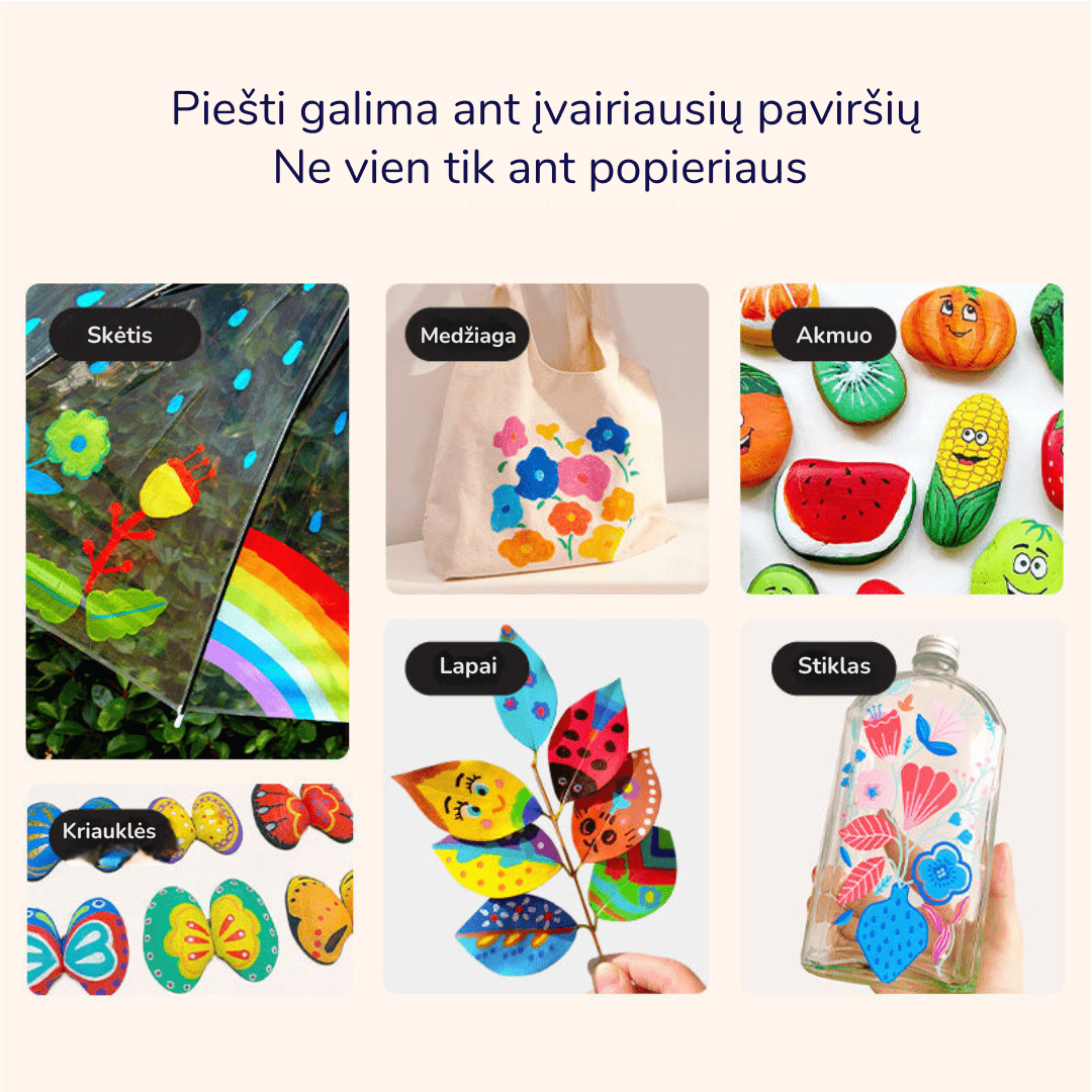 Villem Akriliniai markeriai flomasteriai minkštu antgaliu - 36 spalvos Mideer