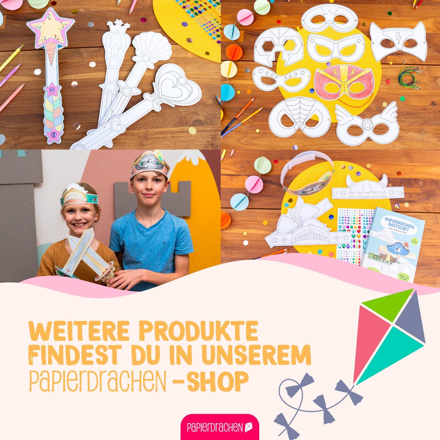 Villem Paberist kroonide meisterdamise loovkomplekt „Müütilised olendid“, 8 tk Papierdrachen