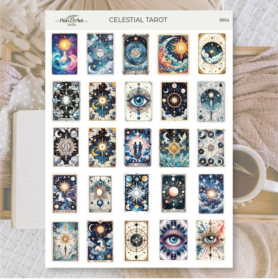 Villem Kleebised: Celestial Tarot | valge matt vinüül Plan & Plot Studio