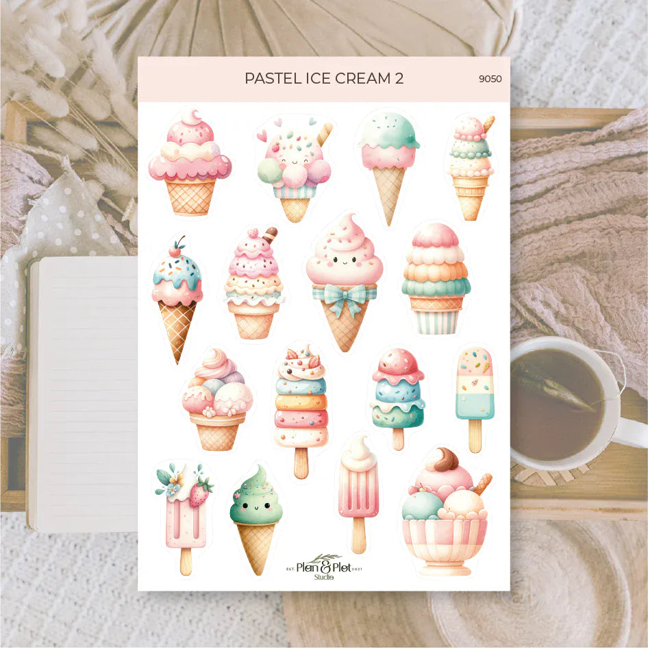 Villem Kleebised Pastel ice cream 2 | Valge matt vinüül Plan & Plot Studio