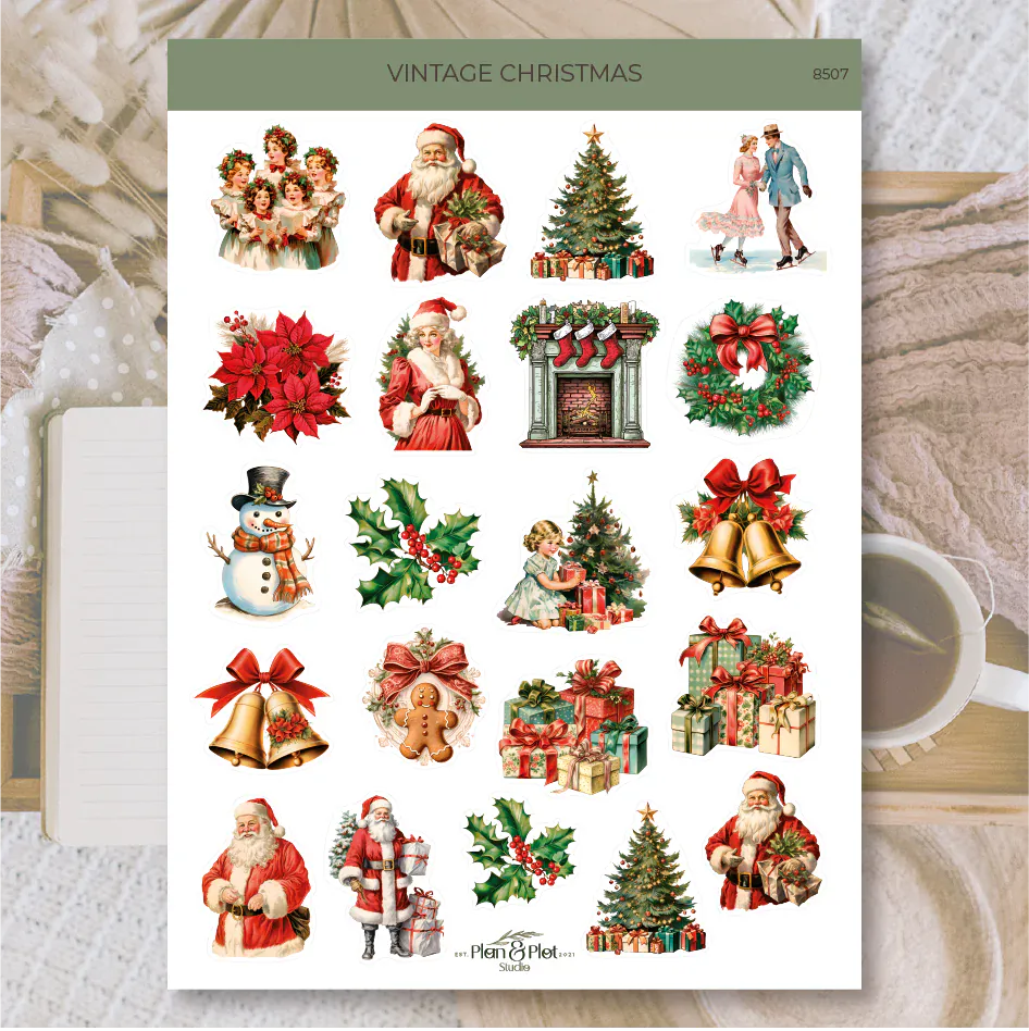 Villem Kleebised: Vintage Christmas | valge matt vinüül Plan & Plot Studio