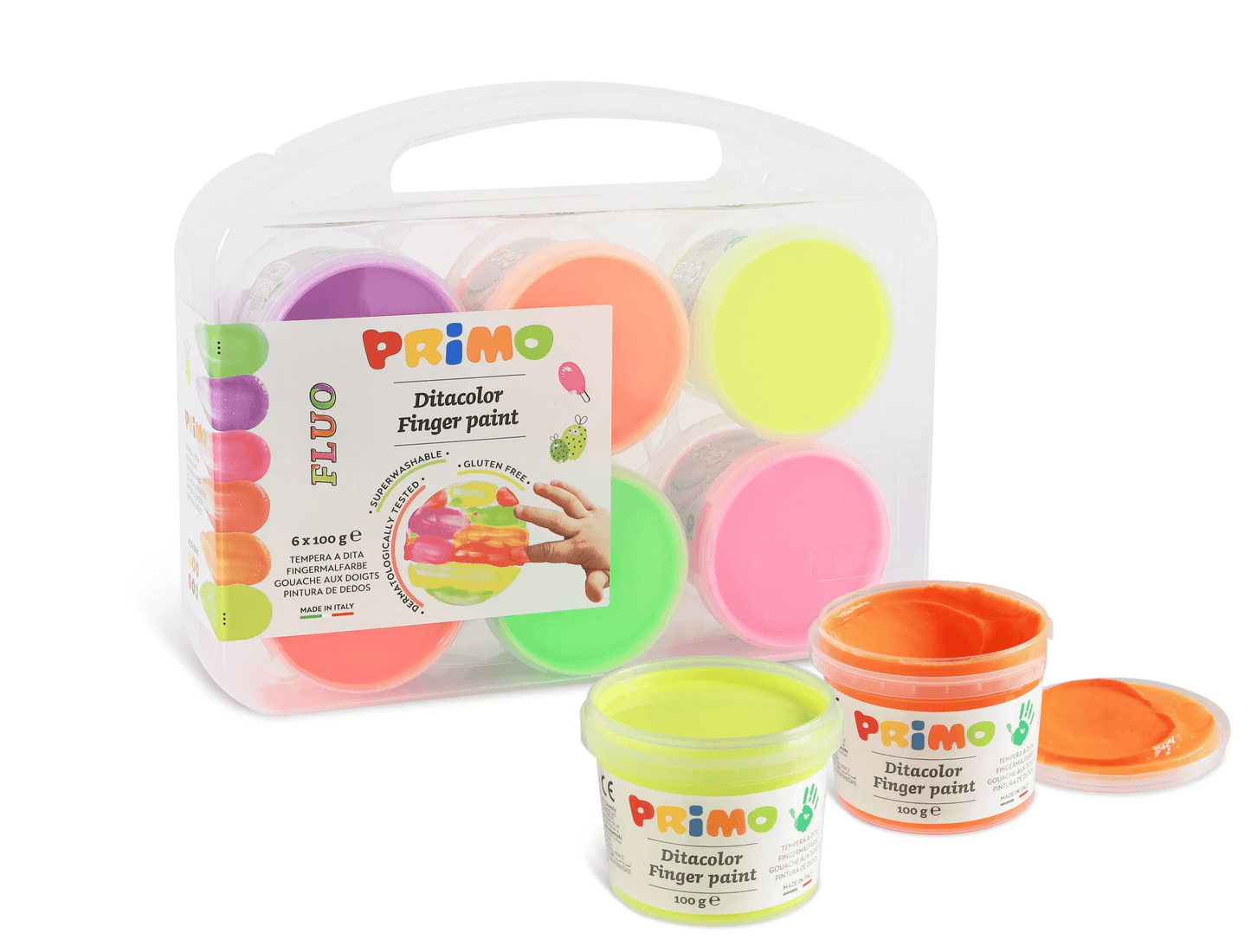 Villem PRIMO Näpuvärvid kohvris neoon 6x100g PRIMO