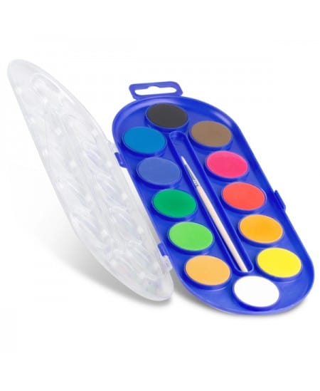 Villem PRIMO vesivärvide komplekt 12 värvi + pintsel PRIMO