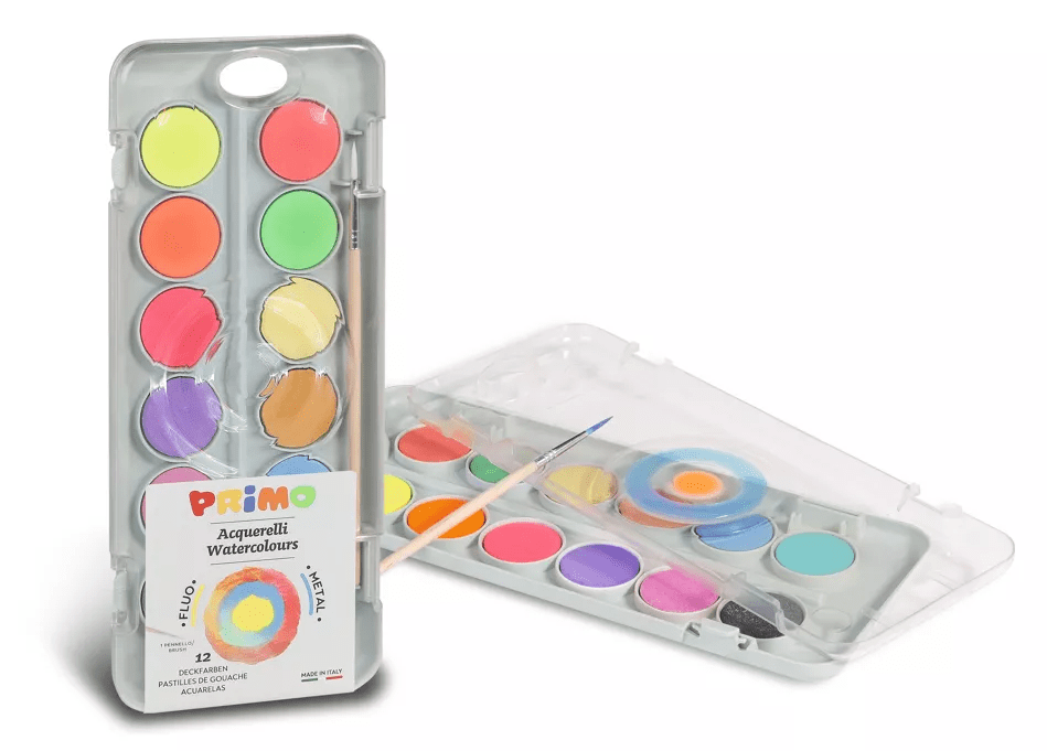 Villem PRIMO vesivärvikomplekt neoon+sädelev 12 tooni PRIMO