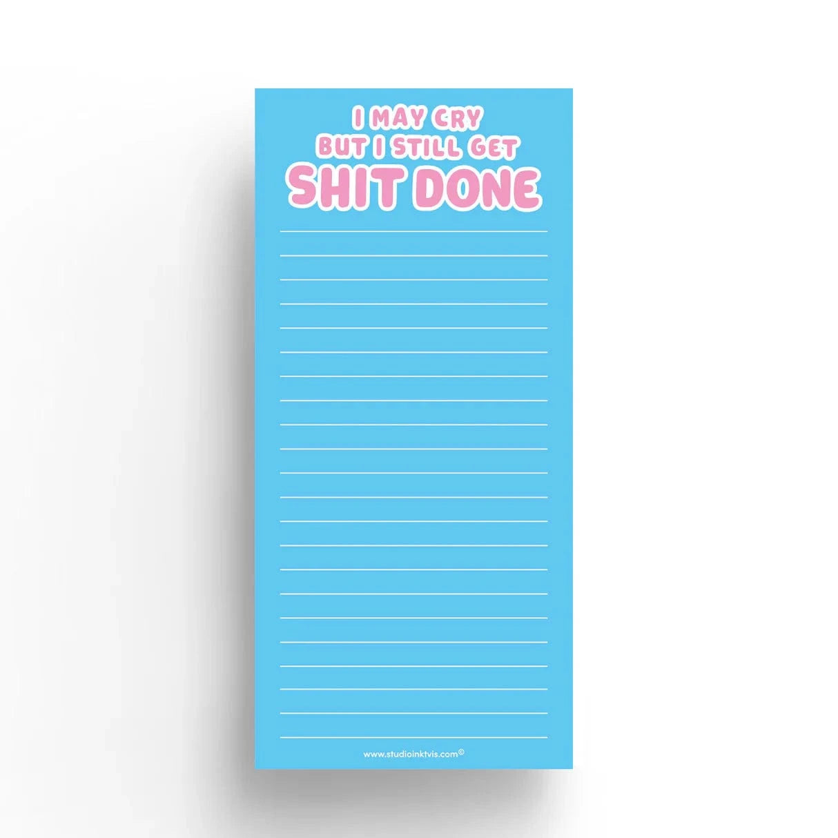 Villem To do list märkmepaber 10×21 cm - “I May Cry but I Still Get Shit Done” Studio Inktvis