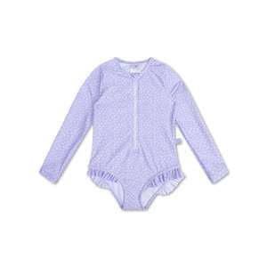 Villem UV Swimsuit Girls With Sleeves - Lila - Leopard: 86/92 Swim Essentials