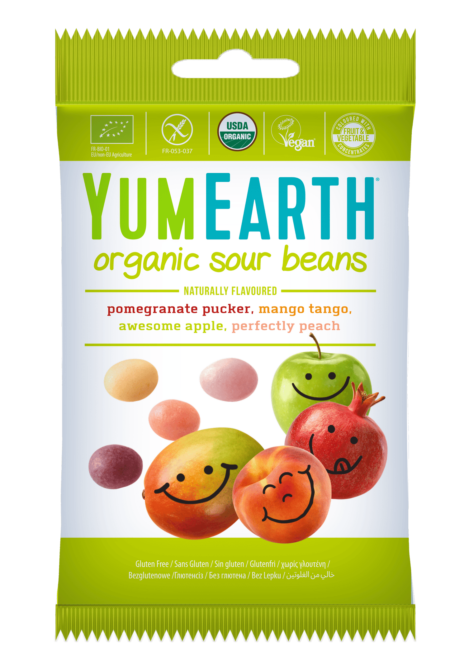 Villem YumEarth mahedad Sour Beans kommid C-vitamiiniga 50g YumEarth