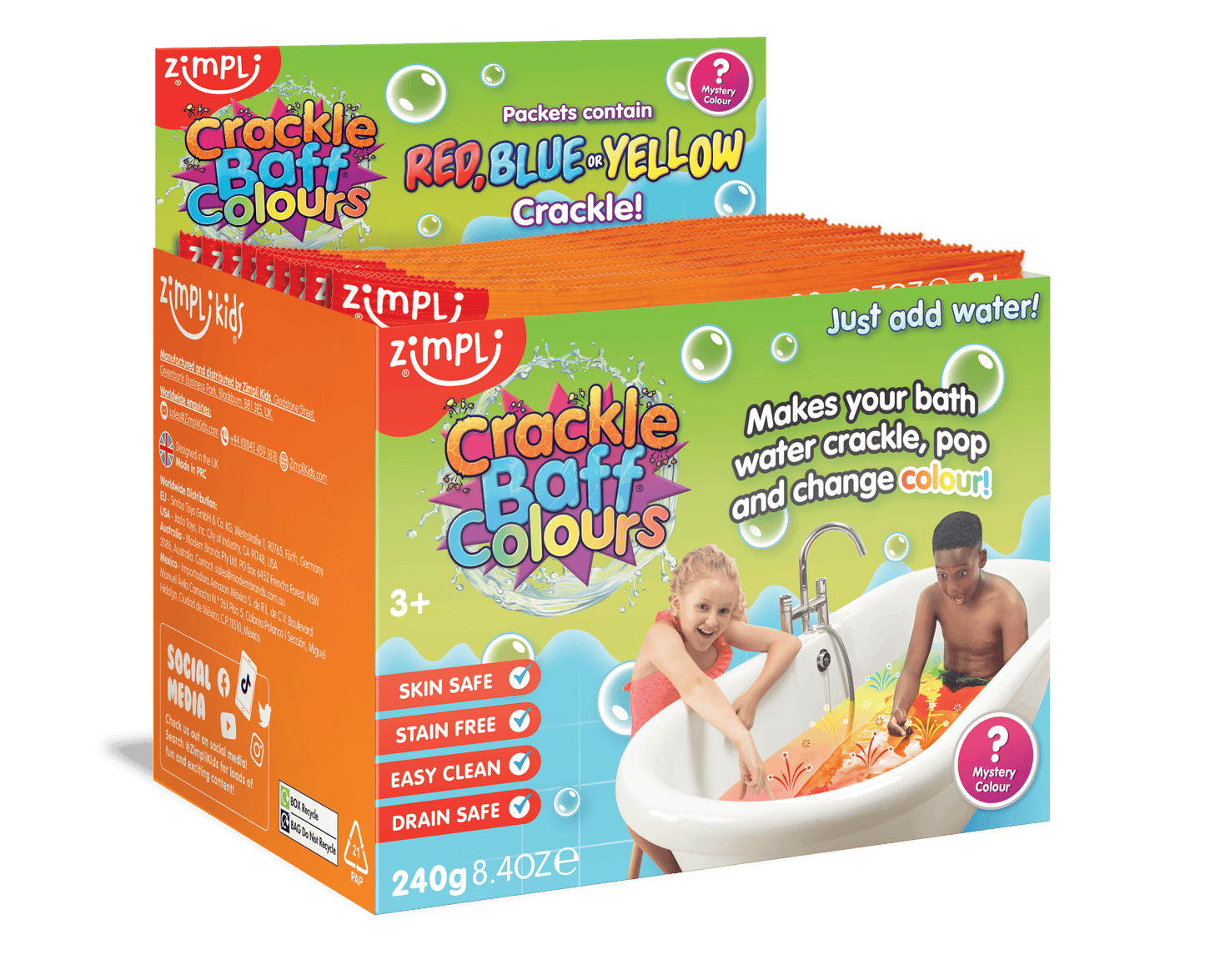 Villem Zimpli Crackle Baff Colour Foil Bag- Sensory Bath Toy -12Pk Zimpli Kids