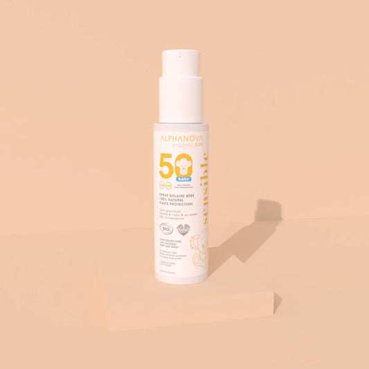 Villem ALPHANOVA 100% looduslik mineraalfiltritega beebi päikesekaitsesprei õrn kaitse alates sünnist SPF50, 100g ALPHANOVA