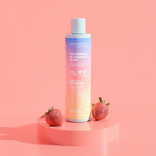 Villem ALPHANOVA KIDS maasikalõhnaline orgaaniline juuste- ja kehapesugeel 250 ml ALPHANOVA