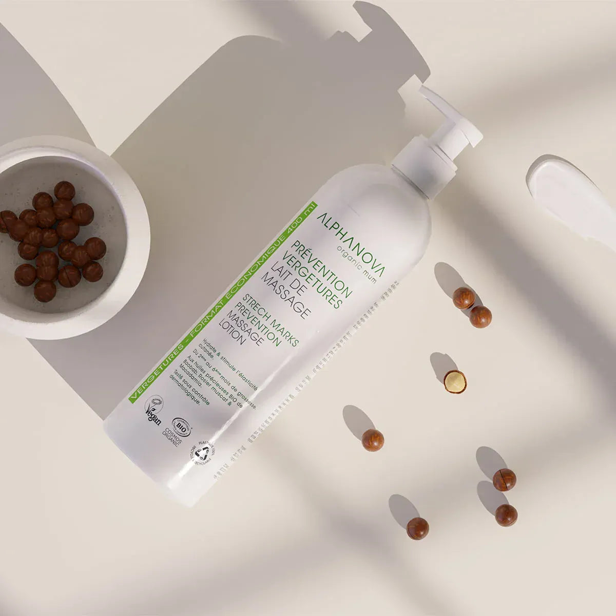 Villem ALPHANOVA ORGANIC MUM venitusarmide ennetav massaažipiim 400 ml ALPHANOVA