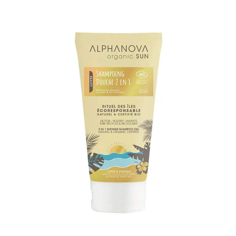 Villem ALPHANOVA SUN 2in1 päevitusjärgne monoi lõhnaline juukseid ja keha hooldav šampoon-dušigeel, 150 ml ALPHANOVA