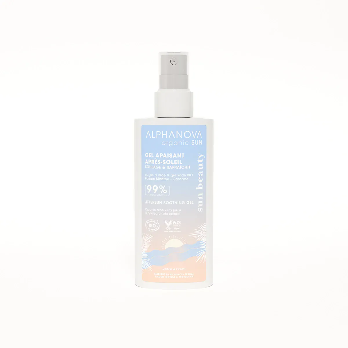 Villem ALPHANOVA SUN orgaaniline nahka rahustav päevitusjärgne sprei Aloe veraga ja jahutava mündiõieveega, 125 ml ALPHANOVA