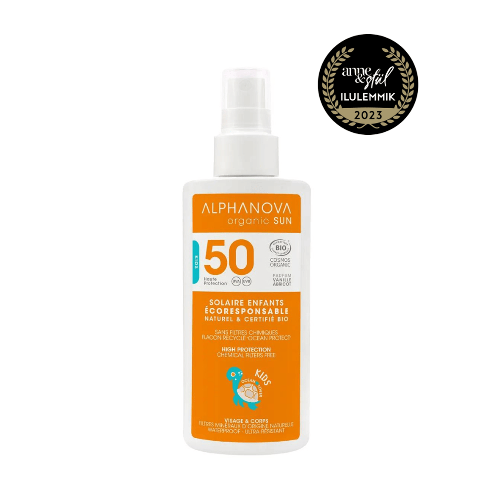 Villem ALPHANOVA SUN SPF50 orgaaniline mineraalne päikesekreem lastele vanilje-aprikoosi lõhnaga 125 ml ALPHANOVA