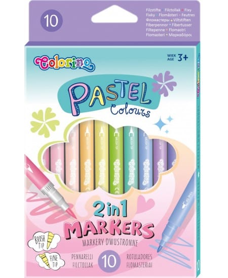 Villem COLORINO kahe otsaga viltpliiatsid pastel, 10 värvi Colorino