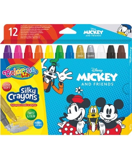 Villem COLORINO siidised vahakriidid 12 tk - Mickey Mouse Colorino