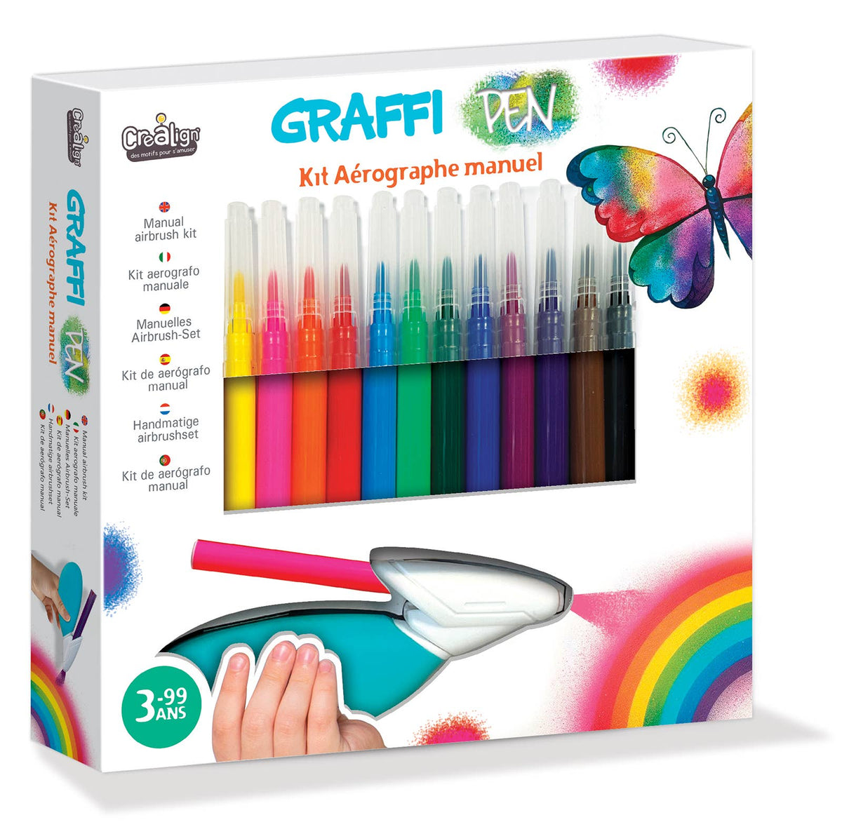 Villem Graphi Pen Airbrush õhupintsli komplekt + 12 markerit Créa Lign