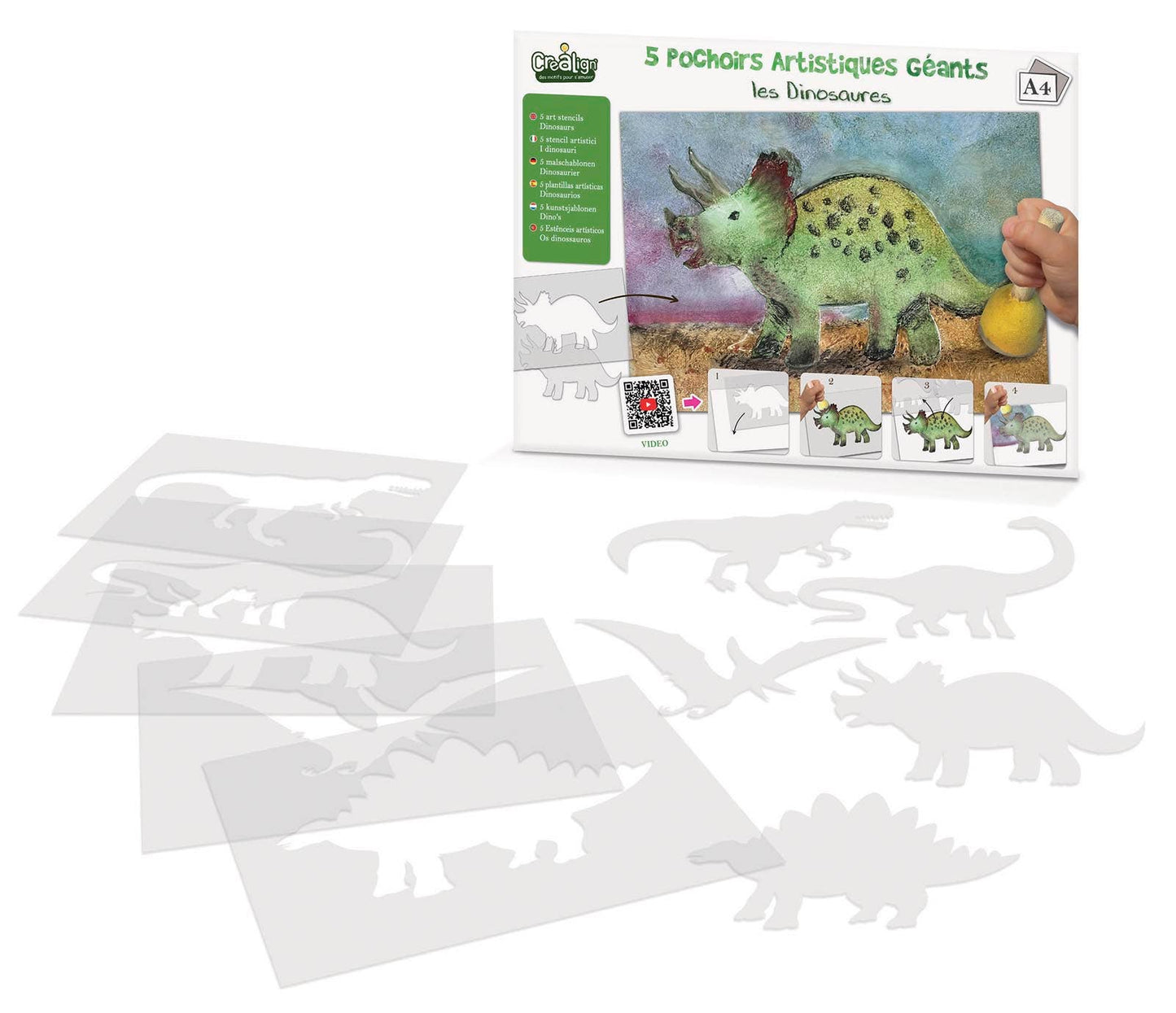 Villem Šabloonide loovkomplekt – Dinosauruste joonistamine Créa Lign
