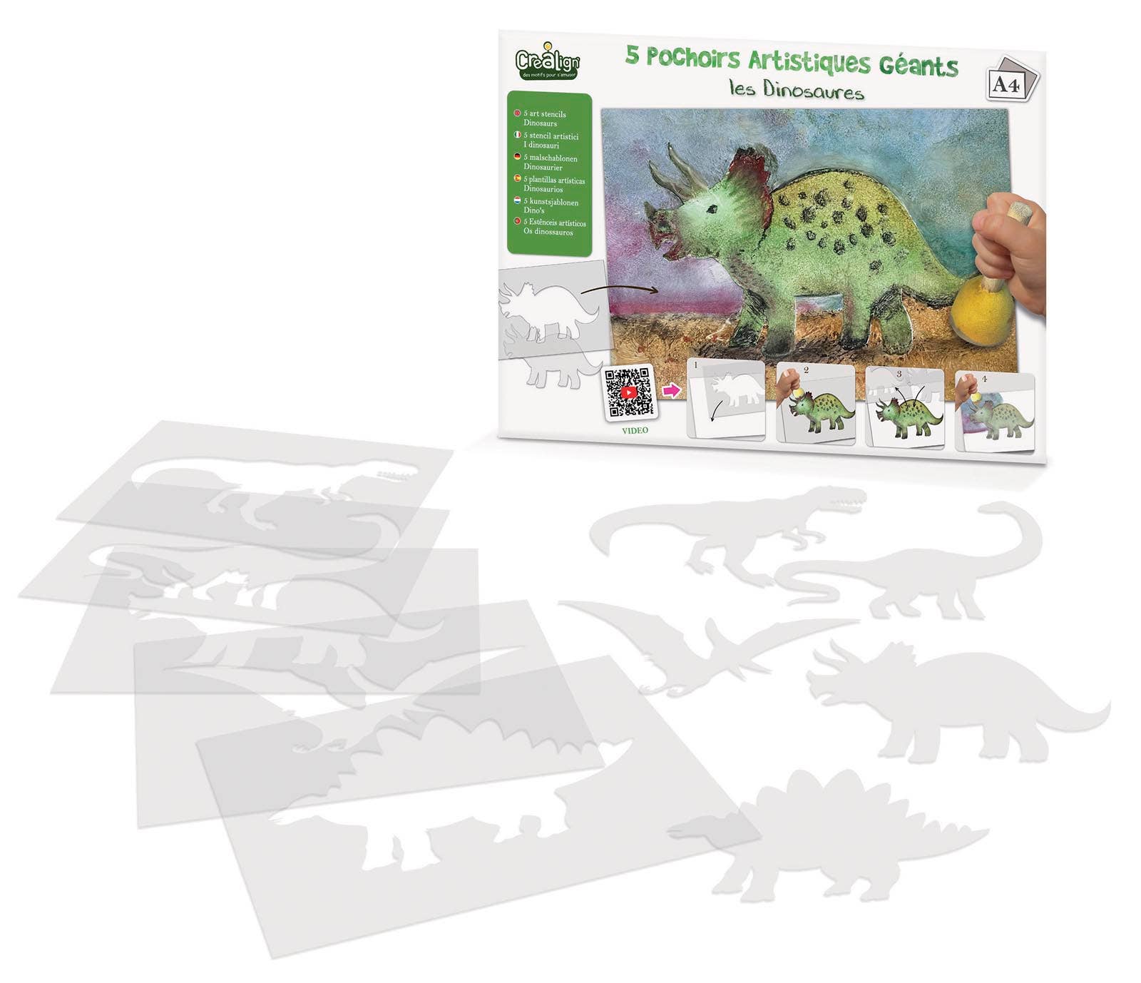 Villem Šabloonide loovkomplekt – Dinosauruste joonistamine Créa Lign