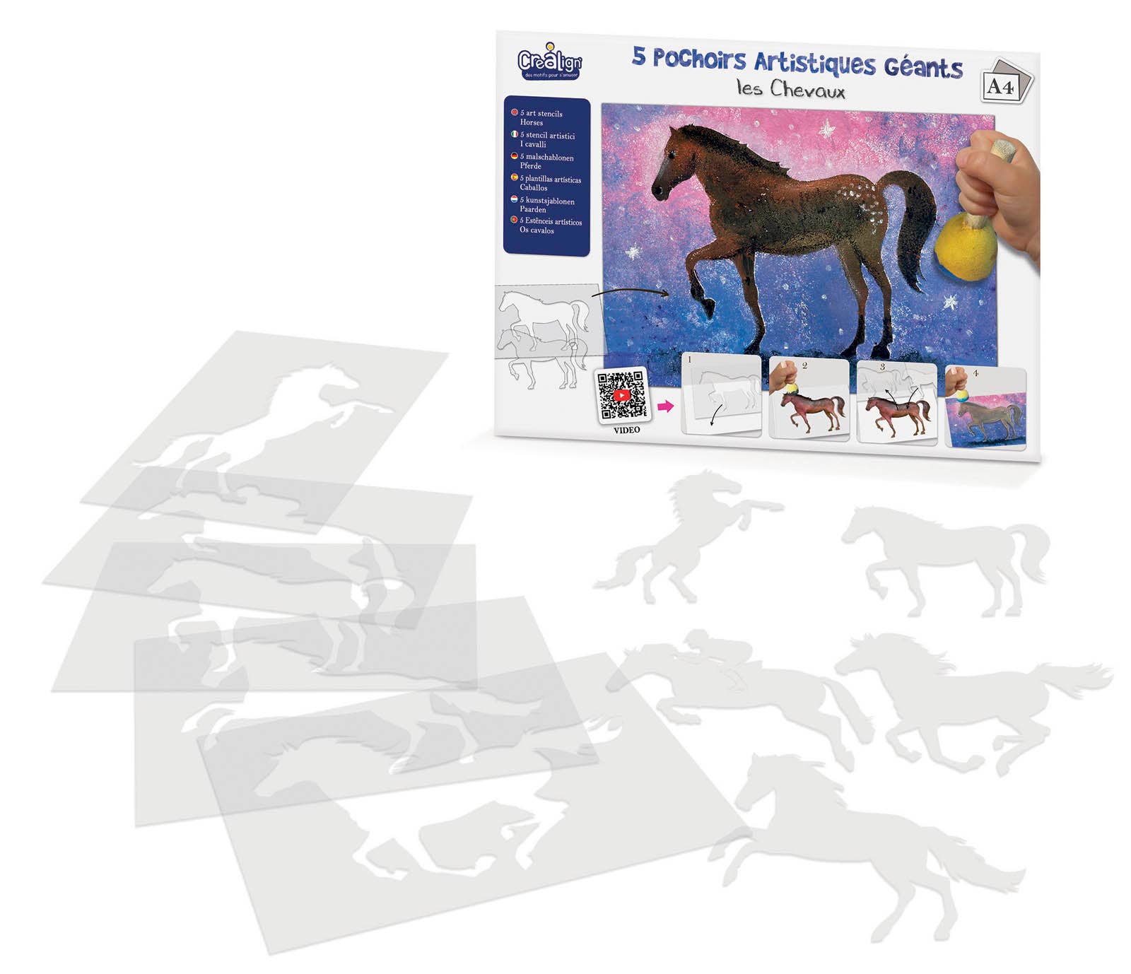 Villem Šabloonide loovkomplekt – Hobuste joonistamine Créa Lign