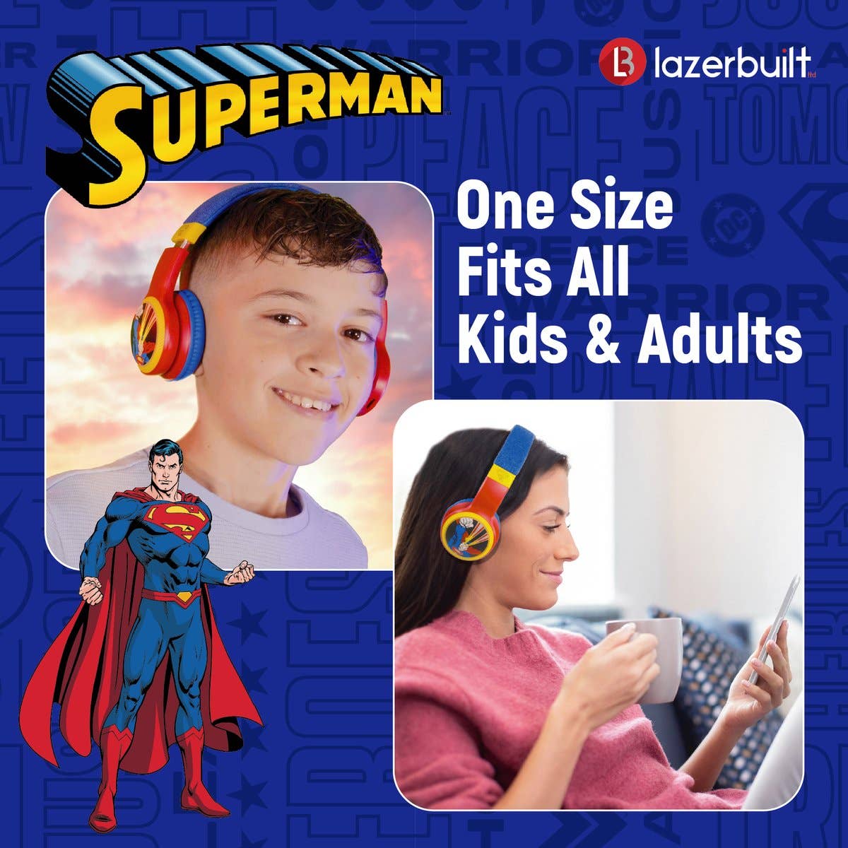 Villem DC Universe - Justice League - Superman - Foldable Light-Up Headphones with Microphone Curiosity Distribution
