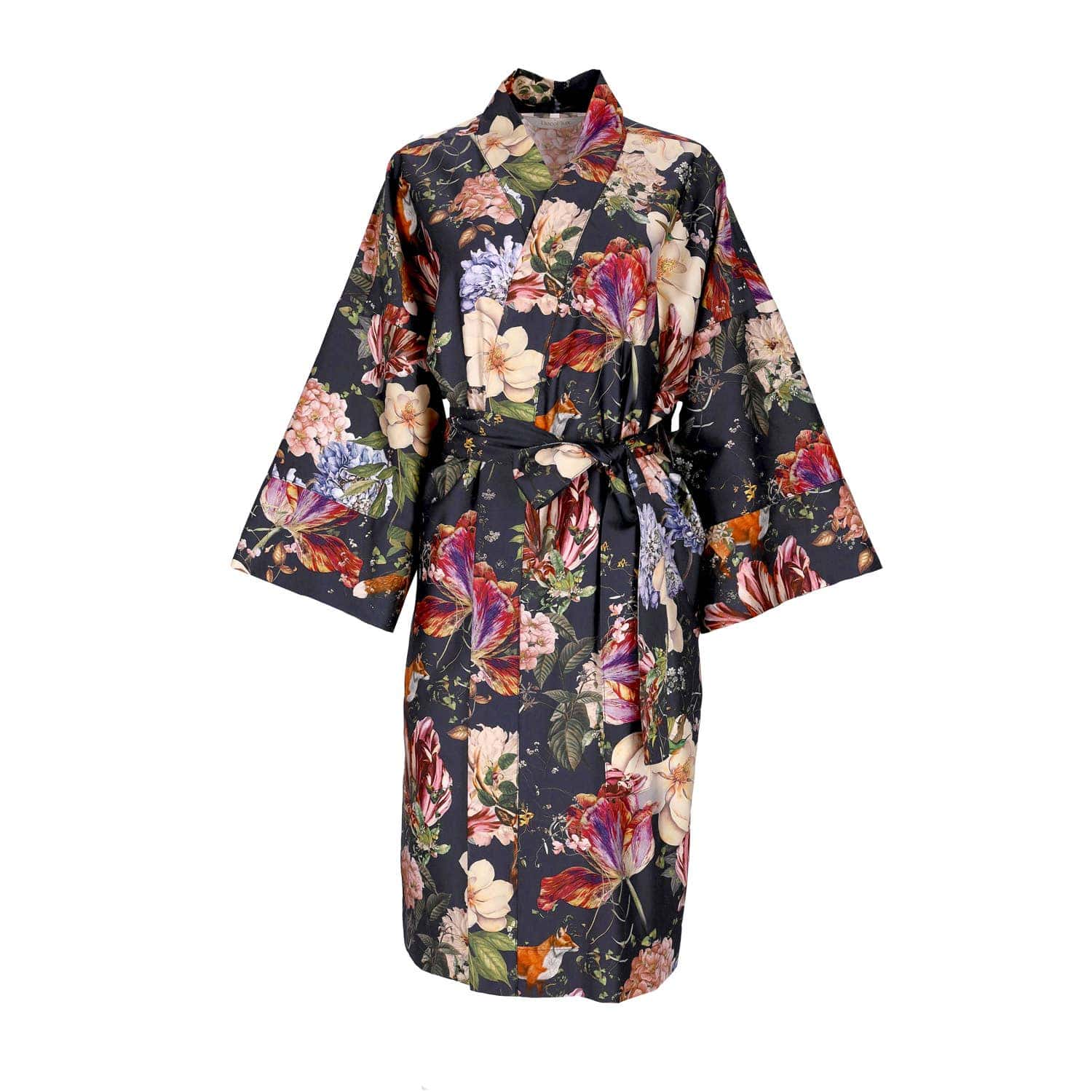 Villem Puuvillasatiinist kimono-hommikumantel Magic Garden Blue OEKO-TEX® sertifikaadiga L/XL DecoFlux Home