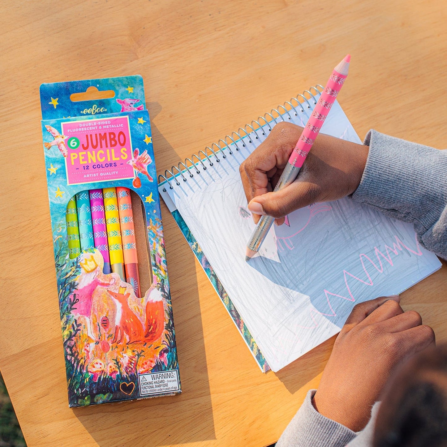 Villem EEBOO King Fox neoon-metallik jumbo värvipliiatsite komplekt 6 tk EEBOO