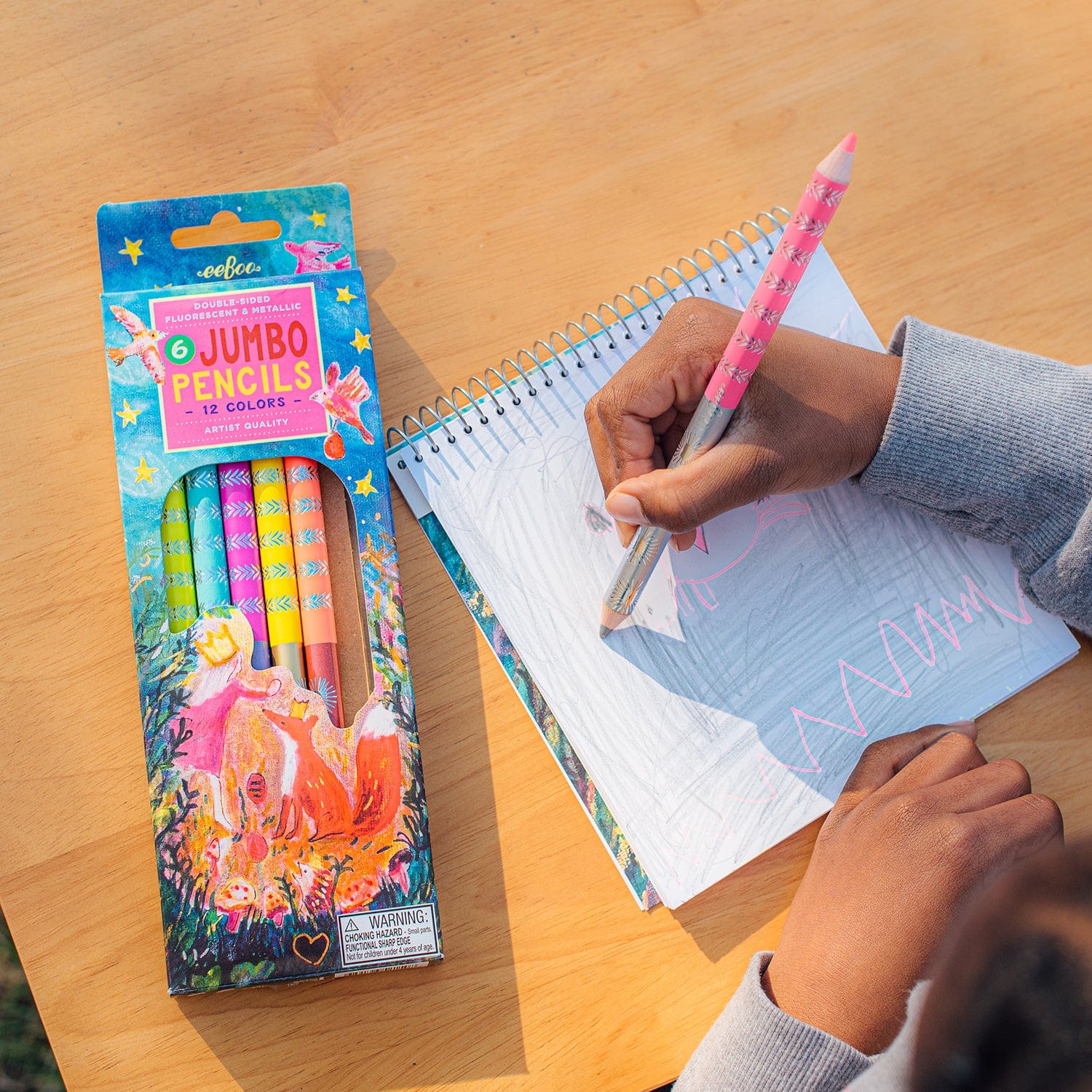 Villem EEBOO King Fox neoon-metallik jumbo värvipliiatsite komplekt 6 tk EEBOO