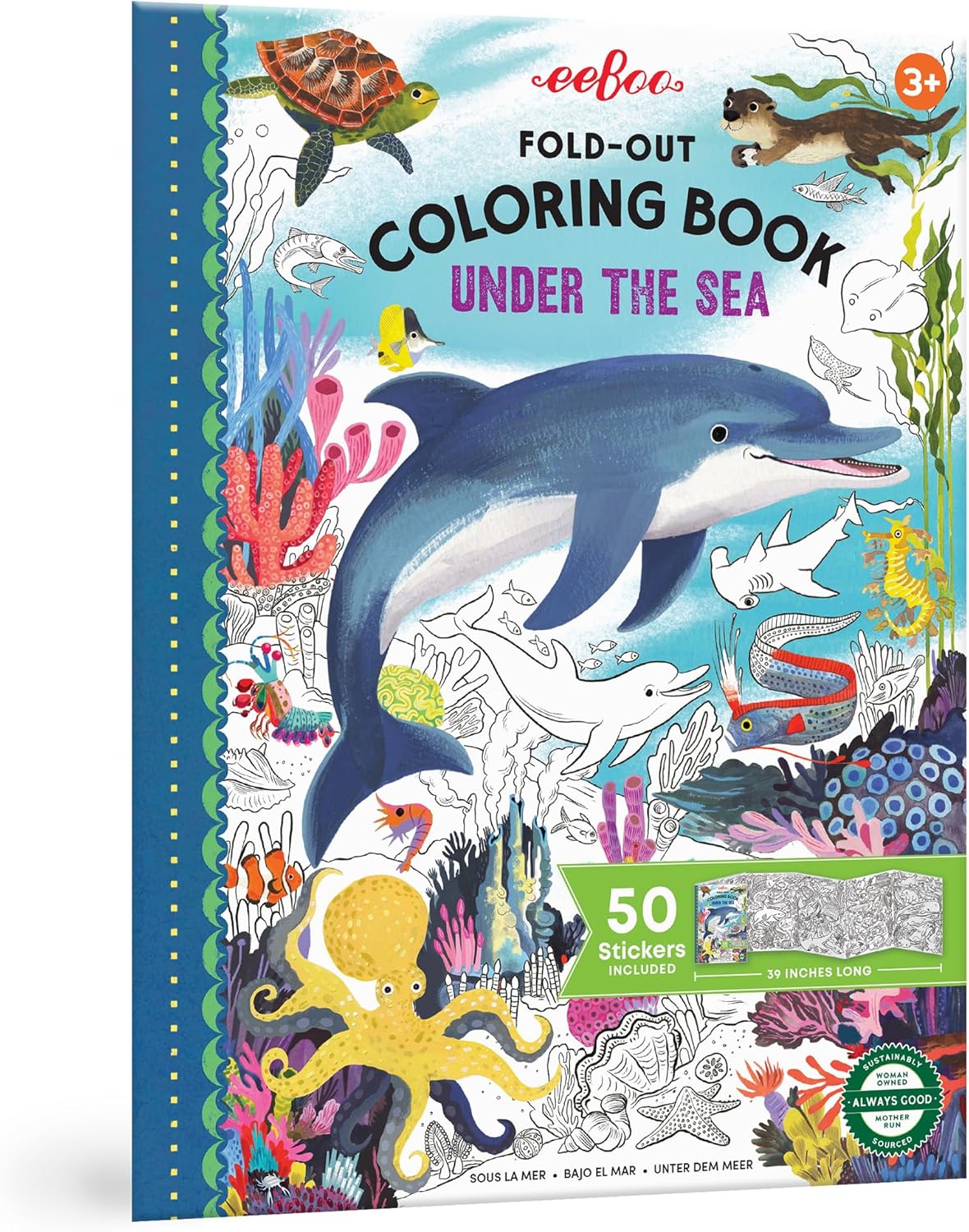 Villem EEBOO Under the Sea kokkuvoldutav värviraamat + 50 kleepsu EEBOO