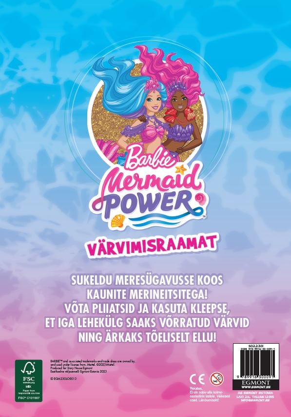 Villem Barbie Mermaid power. Värvimisraamat kleepsudega EGMONT