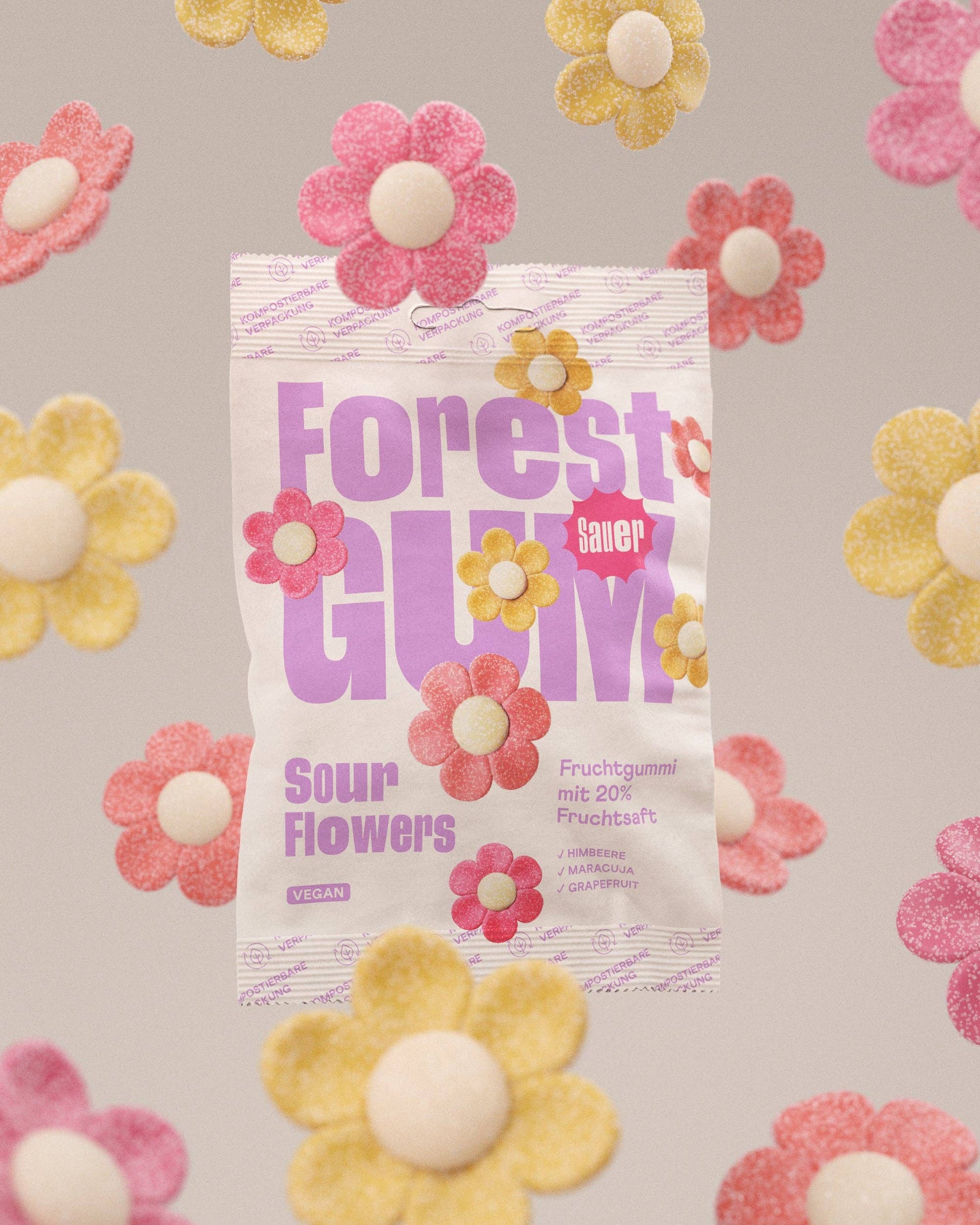 Villem Vegan Fruchtgummi Sour Flowers 12x Forest Gum