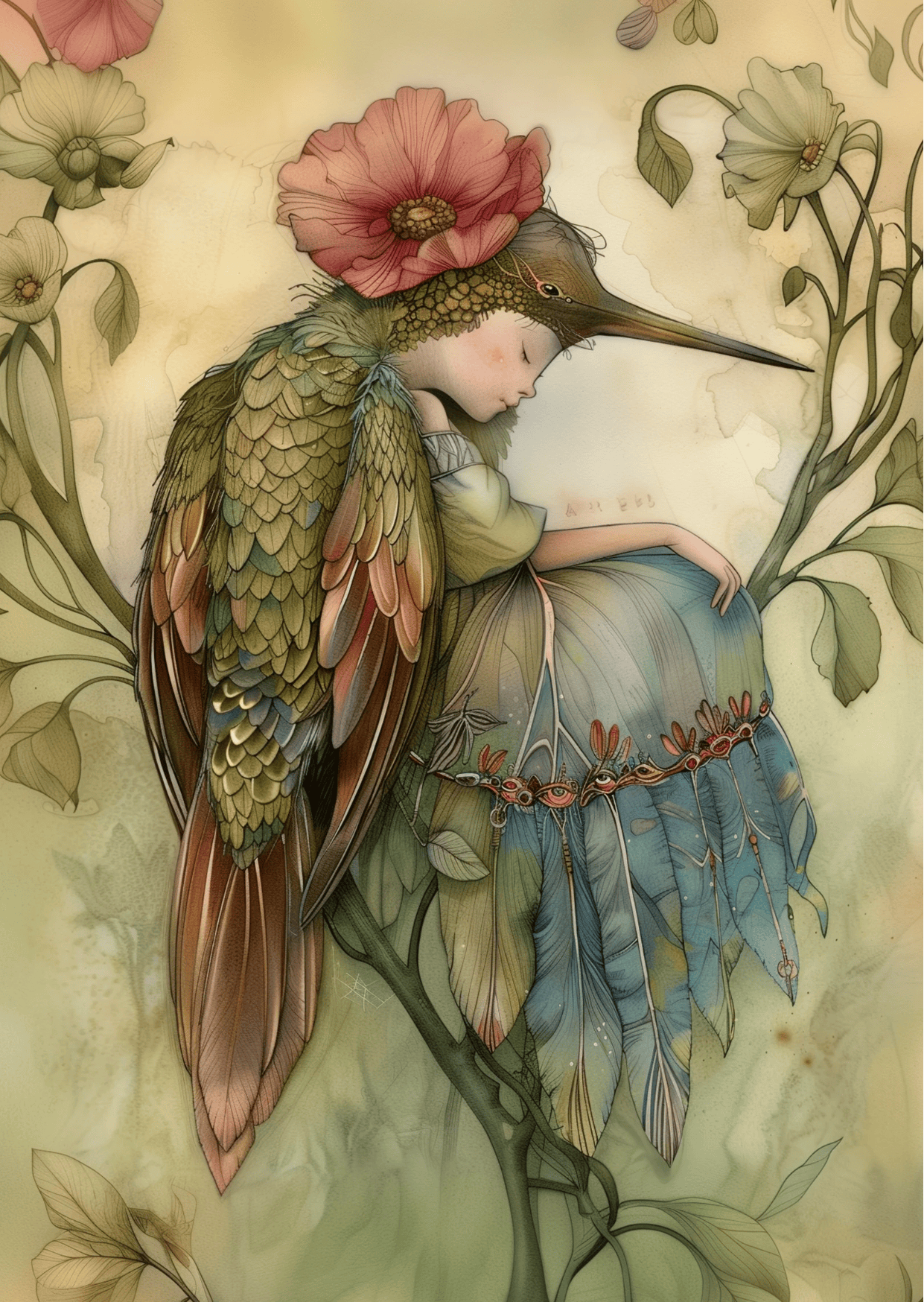 Villem Birds & Fairies: Elf and Hummingbird | Kaart Fripperies Fripperies