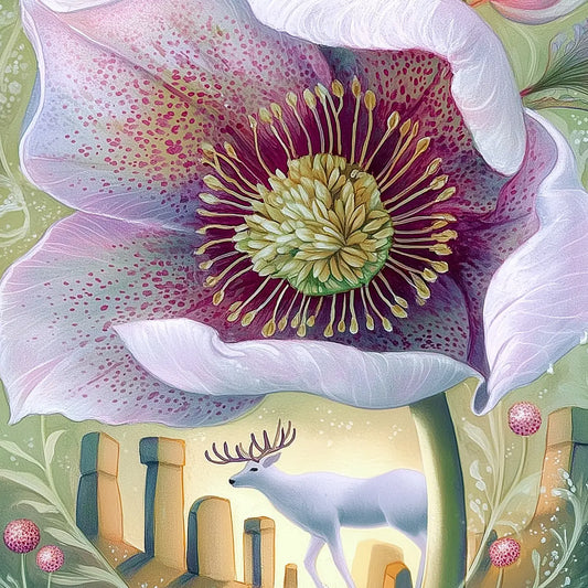 Villem Spring At Stonehenge: Helleborus & Stag | Postkaart A6 Fripperies