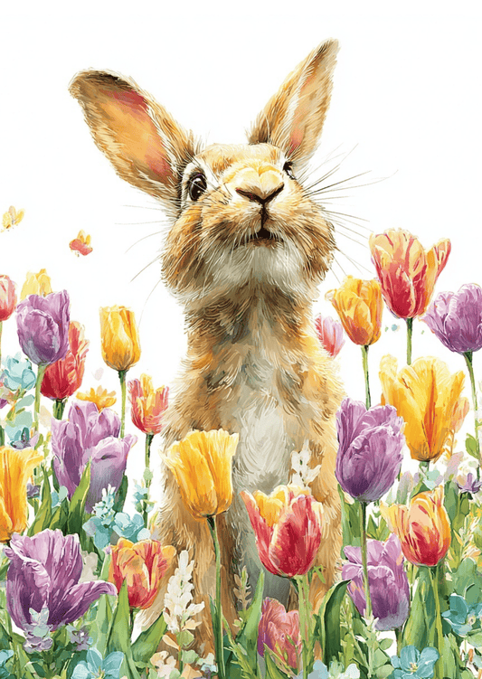 Villem Spring Mood: Rabbit in the field | Postkaart A6 Fripperies