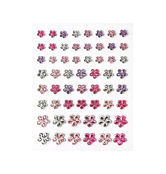 Villem Lillekujulised dekoratiivkleebised roosa-hõbe 57tk Galeria Papieru