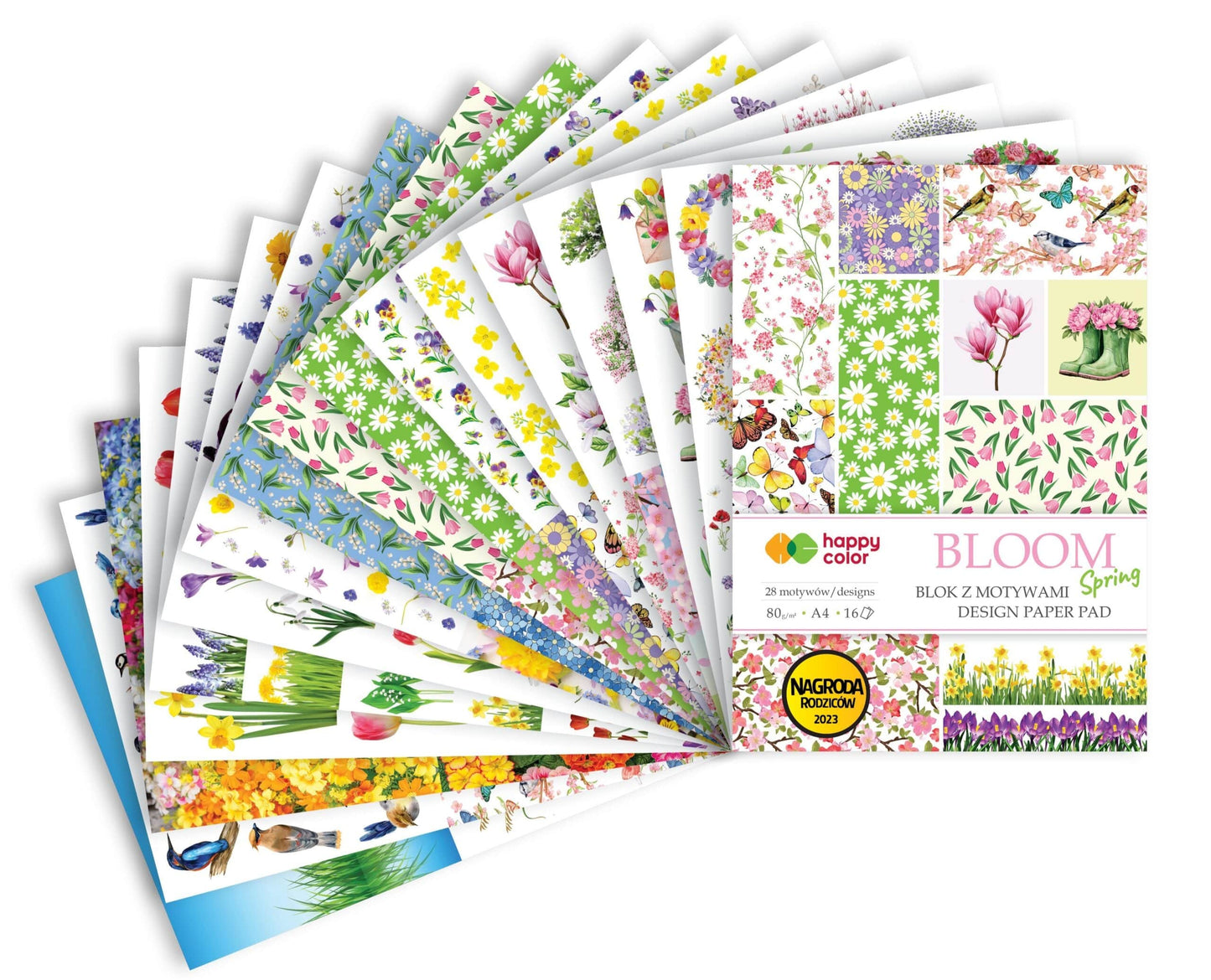 Villem Õitseva kevade mustritega disainpaberid A4 80g/16lk Happy Color