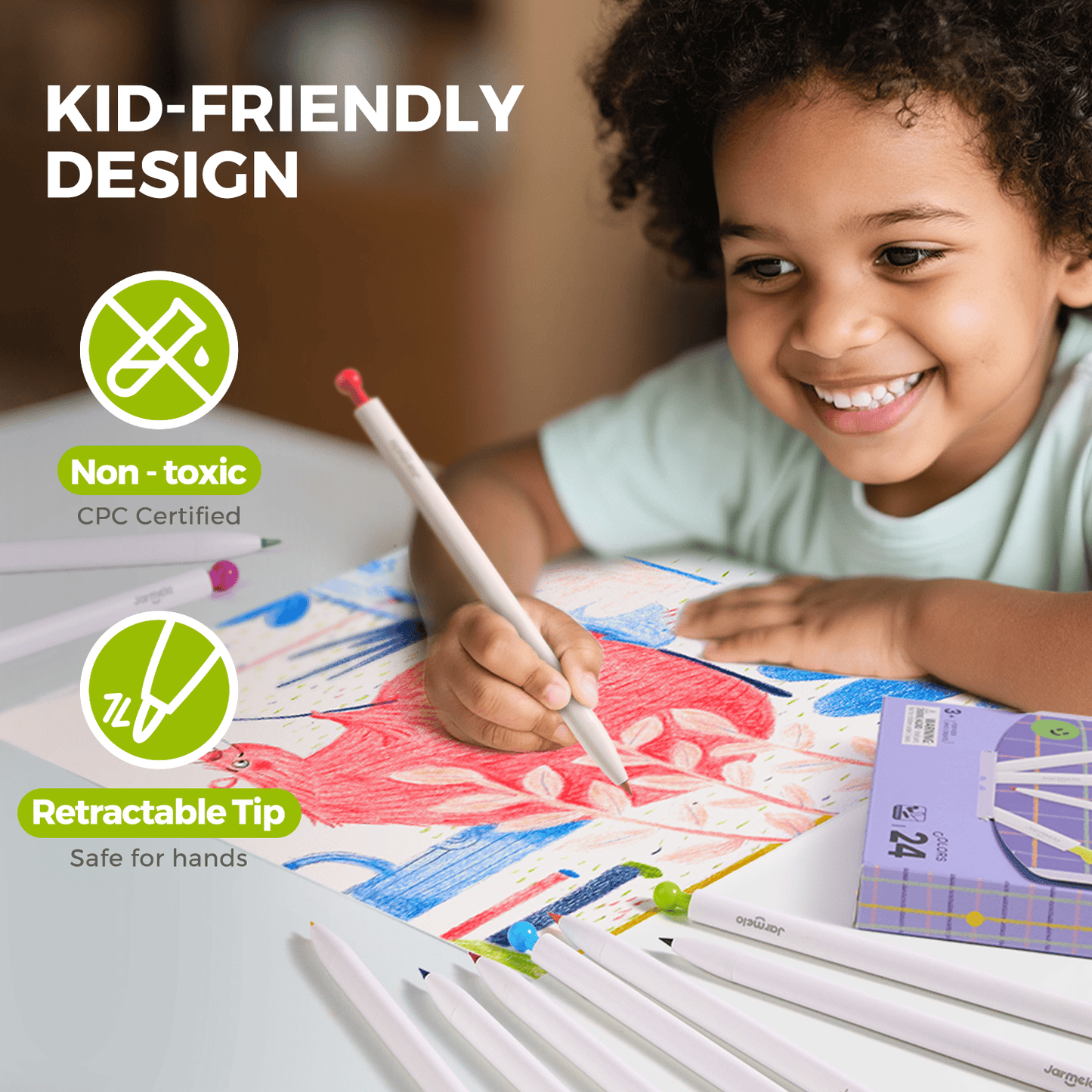 Villem Jarmelo mehaanilised värvipliiatsid lastele 24 värvi Jarmelo