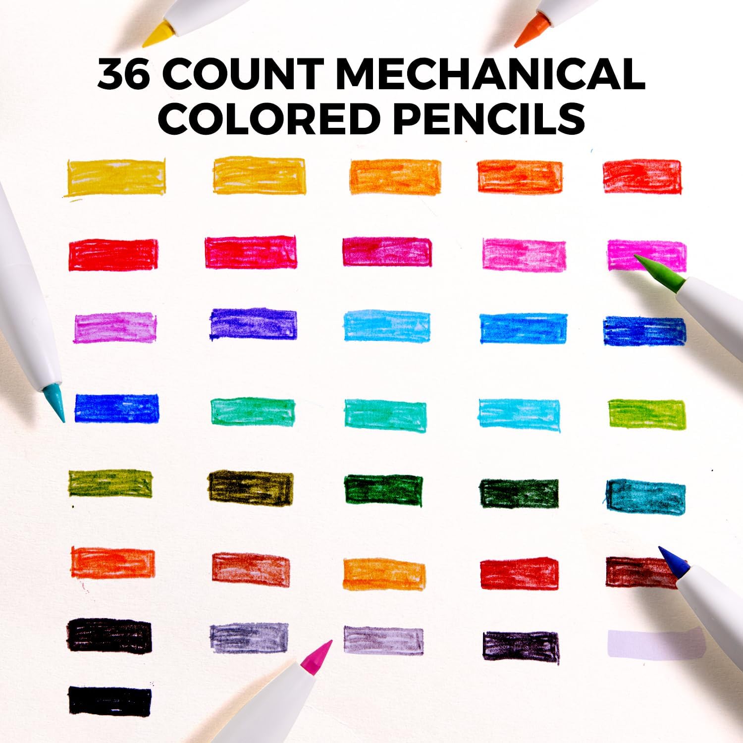 Villem Jarmelo mehaanilised värvipliiatsid lastele 36 värvi, kustutatavad Jarmelo