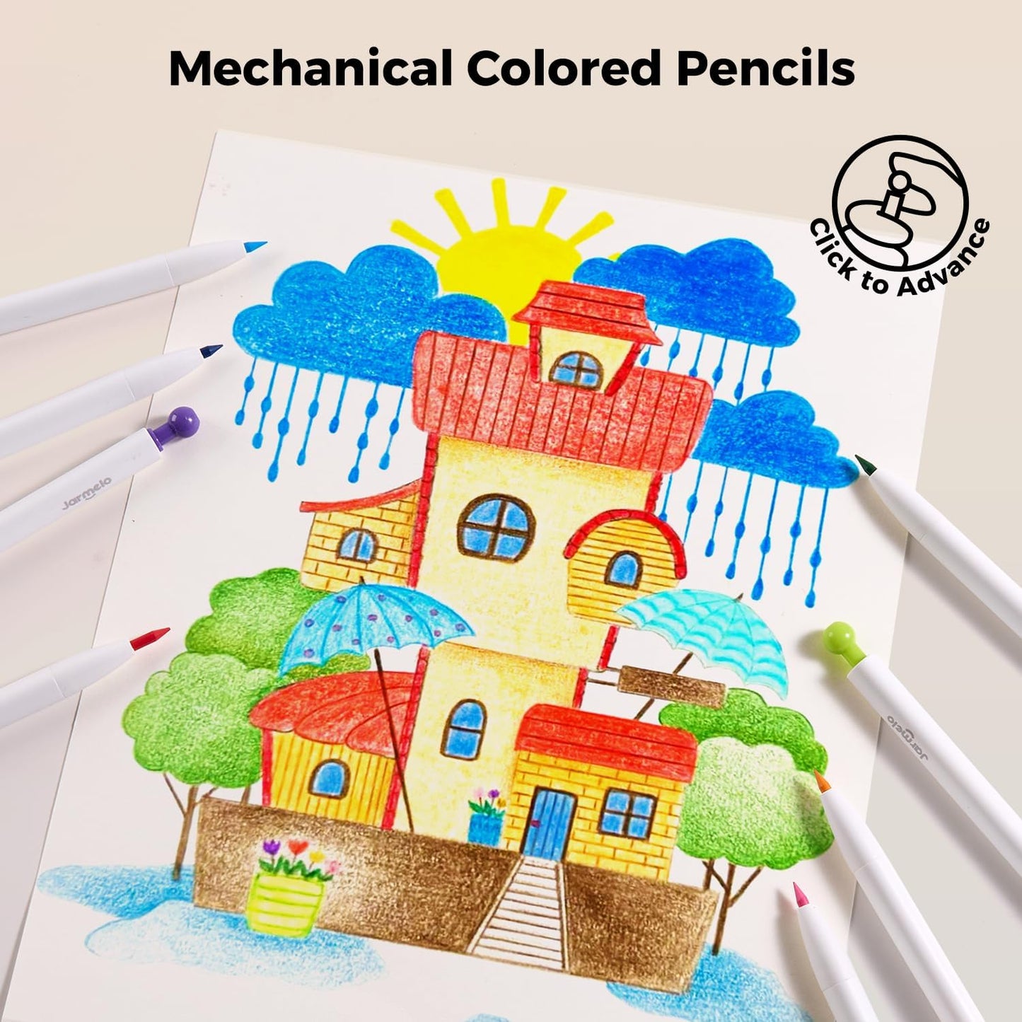 Villem Jarmelo mehaanilised värvipliiatsid lastele 36 värvi, kustutatavad Jarmelo